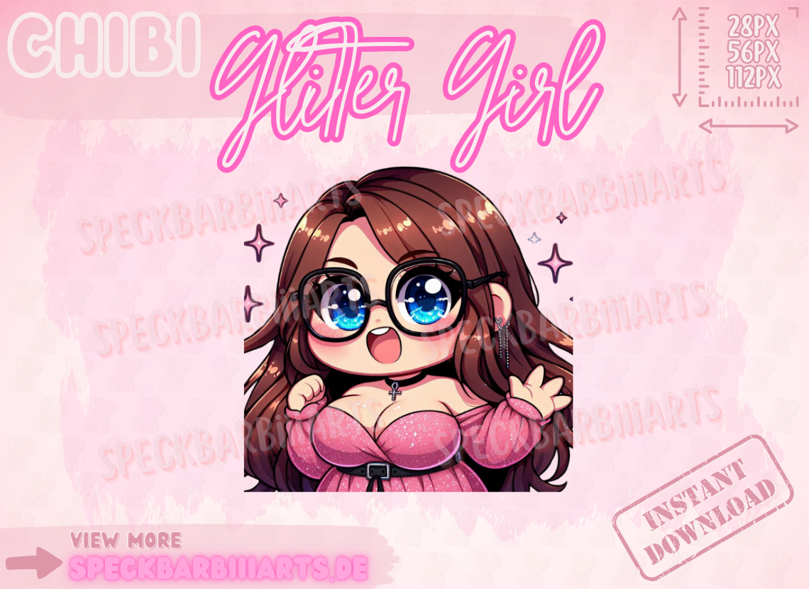 Chibi Chubby Girl | Glitter Girl | HI - EMOTE | Twitch, Discord, Youtube