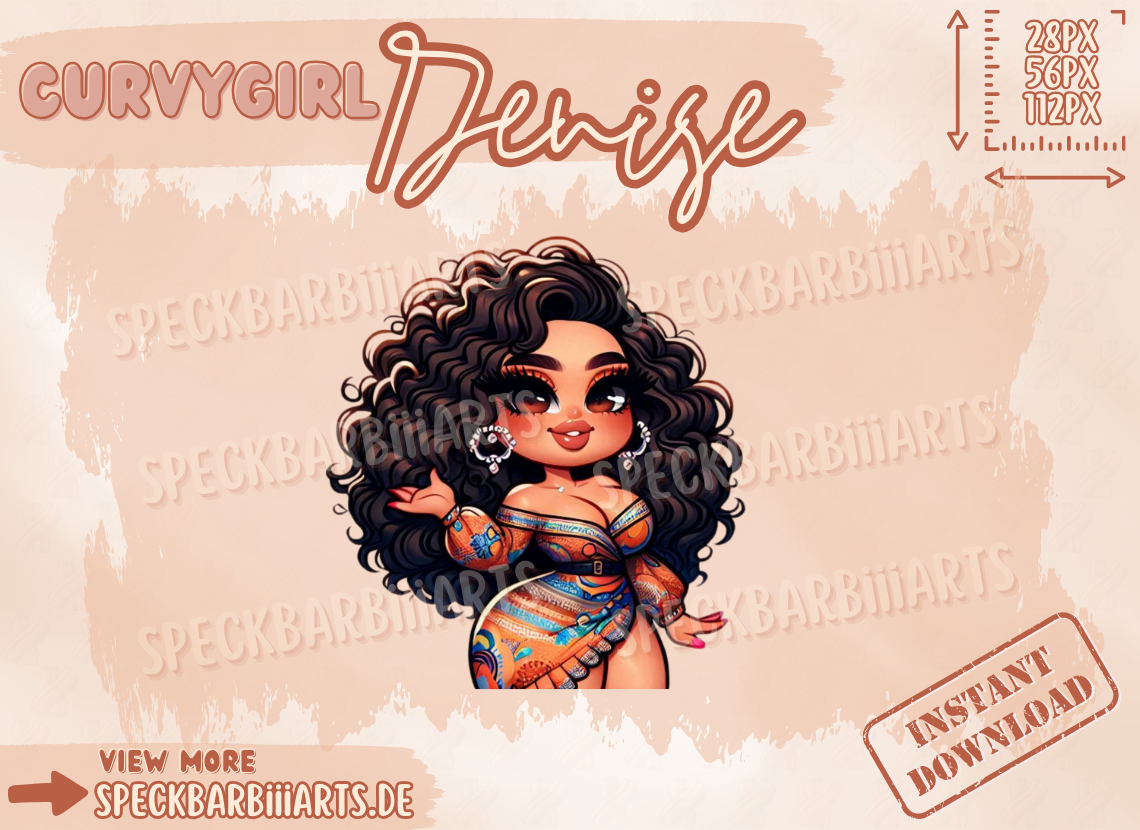 Chibi Chubby Bookgirl | Denise - Hi | Twitch Discord TikTok Kick | Emote | Braune Haare und Augen | Cute Kawaii | Latina