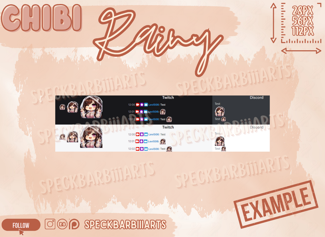 Chibi Chubby Anime | Rainiy - PEACE | Twitch Discord TikTok Kick | Emote | Braune Haare und Augen | Cute Kawaii |