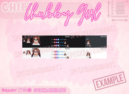 Chibi Chubby Girl | Hoodie, Bär | WHAT - EMOTE | Twitch, Discord, Youtube