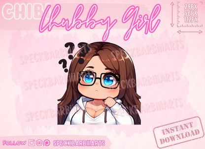 Chibi Chubby Girl | Hoodie, Bär | WHAT - EMOTE | Twitch, Discord, Youtube