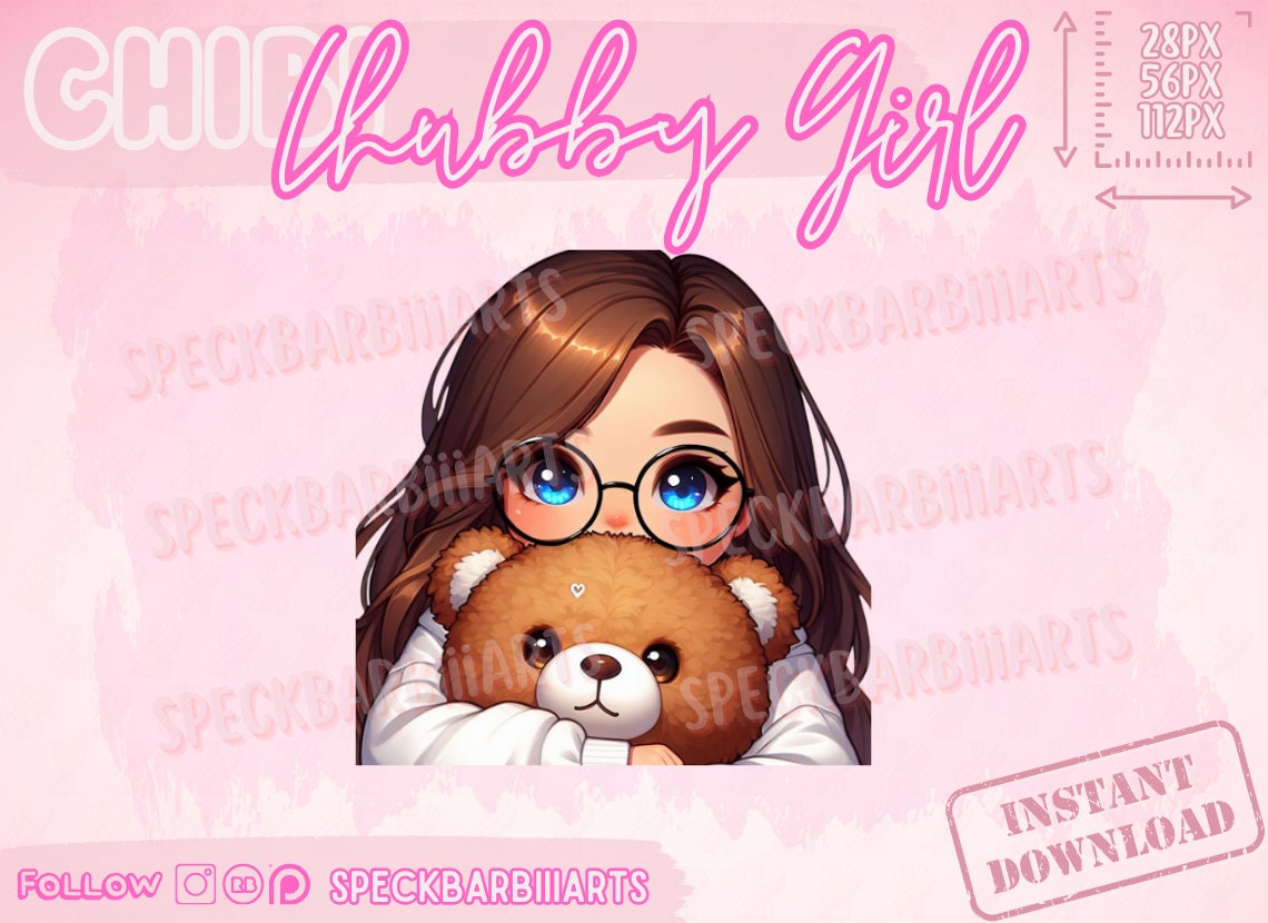 Chibi Chubby Girl | Hoodie, Bear | CUDDLE - EMOTE | Twitch, Discord, Youtube