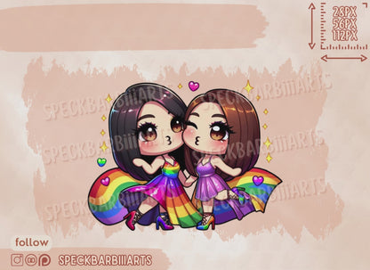 PRIDE | Chibi Chubby Girls | Liebe | Kiss - EMOTE | Twitch, Discord, Youtube |