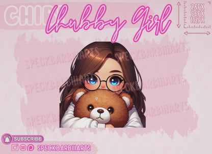 Chibi Chubby Girl | Hoodie, Bear | CUDDLE - EMOTE | Twitch, Discord, Youtube