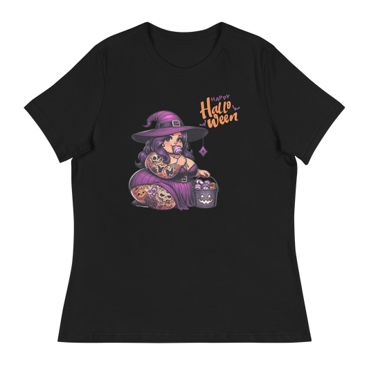 Hexe | Halloween | Cat | Chubby | Chibi | Plussize | Kürbis | Trick or Treat | T-Shirt| Spooky